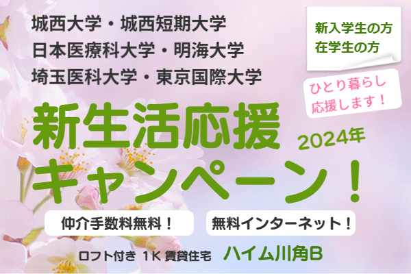 城西大学,日本医療科大学,明海大学,近隣低価格賃貸アパート